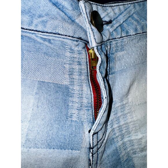 Etienne Marcel Patchwork Jean Shorts Women's Size 27 Hot Pants Blue Low Rise - Picture 2 of 10